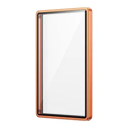 Premium Aluminium Frame Card Protector with UV Protection - Double - Sided Glass, Transparent & Durable (Orange)