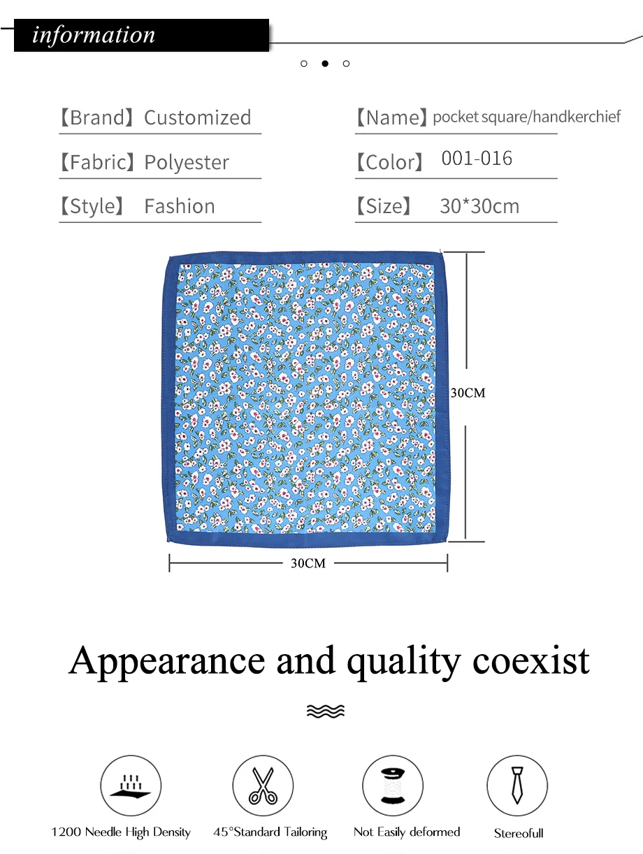 Tailor Smith Neue Designs Taschentuch mit Muster, Modisches Herren-Taschentuch, Blumenmuster-Taschentuch für Herren – Detail 4