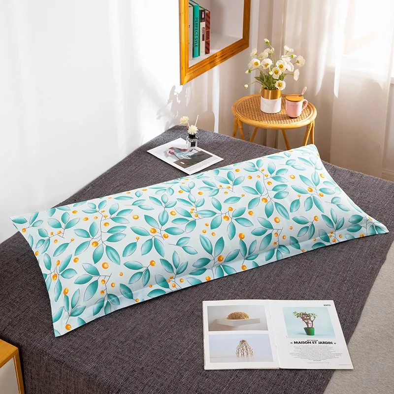 

Flowers Print Cotton Long Pillowcase Soft Cozy Home Sofa Bed Hugging Body Pillow Cover Large Size Double Pillow Case