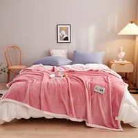Pink Flannel Fleece Blanket Adult Children Soft Warm Throw Bed Covers Simple Solid Color Sofa Breathable Bedspreads 3