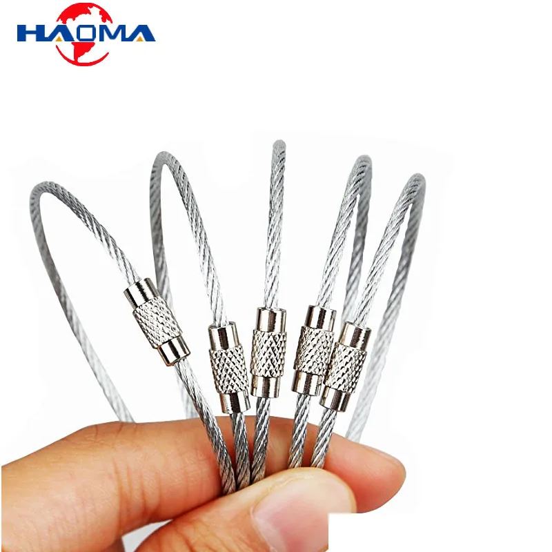 

Stainless Steel Wire Keychain Tag Rope EDC Wire Cable Loop Screw Lock Gadget Ring Key Keyring DIY Jewelry Gifts Holder Hand Tool