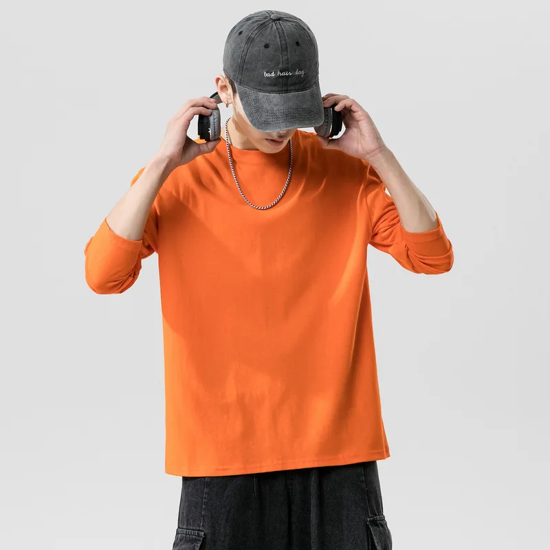 

Mens Solid Color 100% Cotton Long Sleeve Tshirts Autumn Fashion Top Quality Casual T Shirt For Men Camisetas De Mujer Poleras