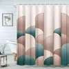 Mid Century Shower Curtain Black Gray Tan Abstract Sun Geometric Neutral Rustic Modern Arch Fabric Bathroom Decor Set Hooks 5