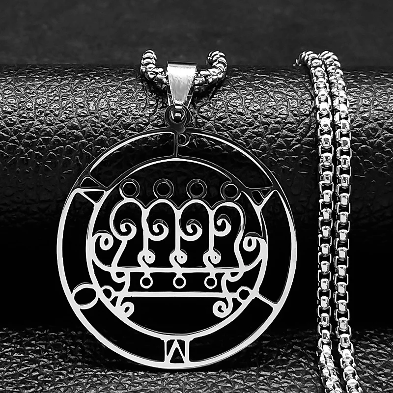 Sleek Lucifer Sigil Stainless Steel Satanic Necklace with Baphomet Charm