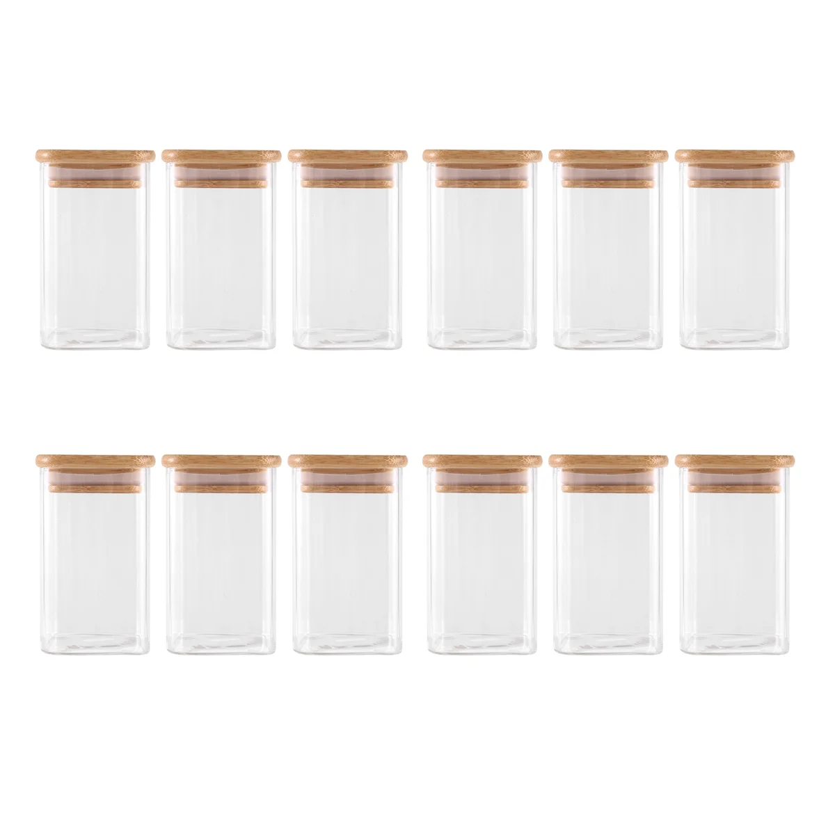 

12Pcs Glass Spice Jars with Bamboo Lid, 8Oz Airtight Square Spice Containers , Empty Seasoning Jars for Spice Salt Sugar