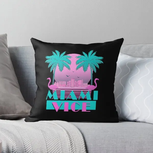 

Miami Vice Retro 80S Design Printing Throw Pillow Cover Throw Decorative Cushion Car Waist Office Pillows not include One Side