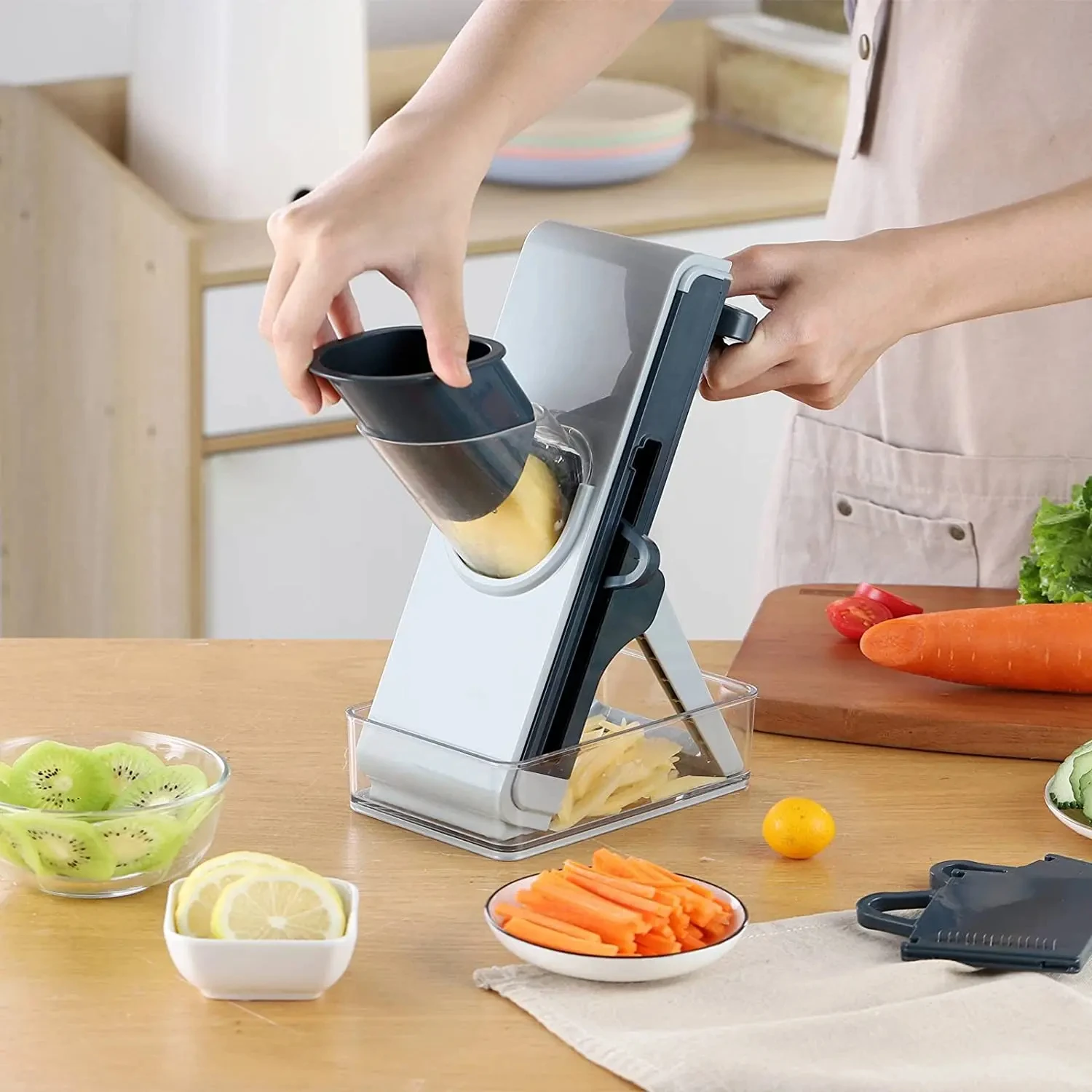 Multifunctional Vegetable Chopper Potato Scrubber Slicer Kitchen Household Lemon Adjustable Hand Tools Food Carrot Fries Peeler