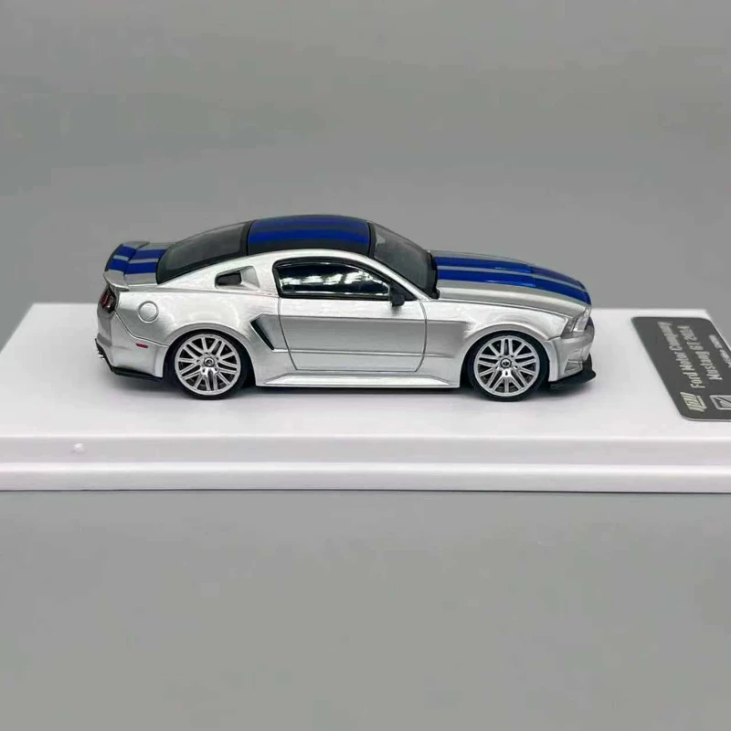 GDO & DCM 1:64 포드 머스탱 GT NFS 실버 블루 니드 포 스피드 무비 에디션 합금 자동차 모델