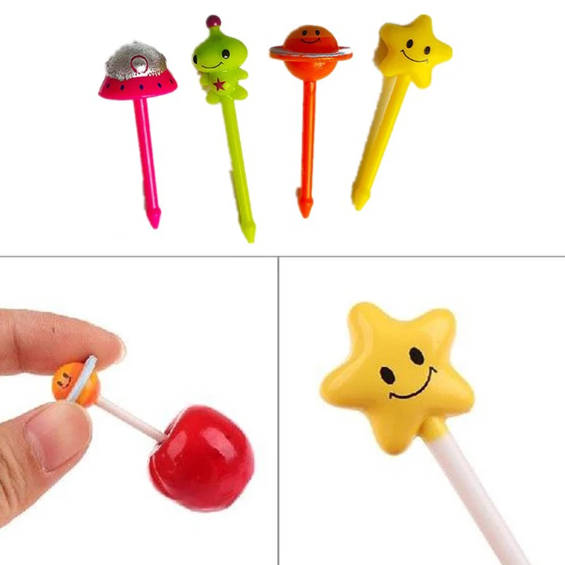 Fruit Fork Food Toothpicks 8PCS Children's Space Fruit Fork Kids Snack Dessert Decoration Forks Toothpick Lunch Salad Decoration Accessories Cake Picks