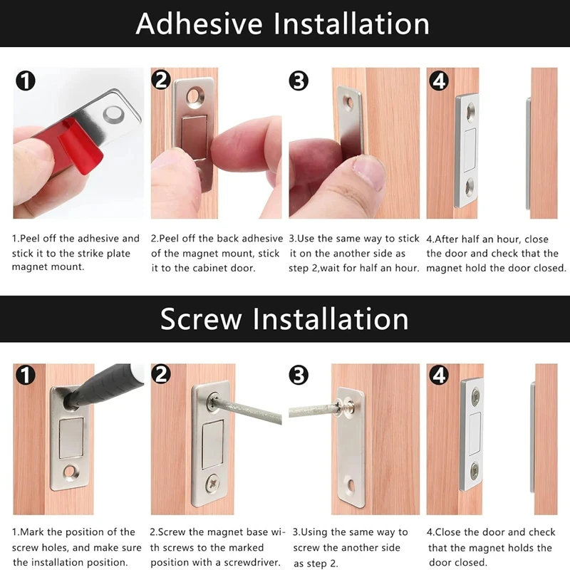 Ultra Thin Door Closer Magnetic Door Catch Latch Strong Magnet Storage Screw Sticker Furniture Cabinet Cupboard For Home magnetic door stopper