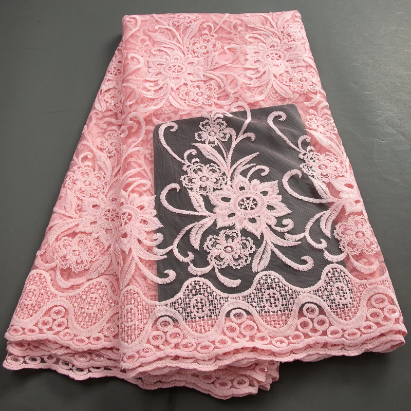

French Mesh Tulle Lace Fabric 2023 High Quality African Lace Fabric With Sequins Nigerian Embroidery Dress For Women Party A3391