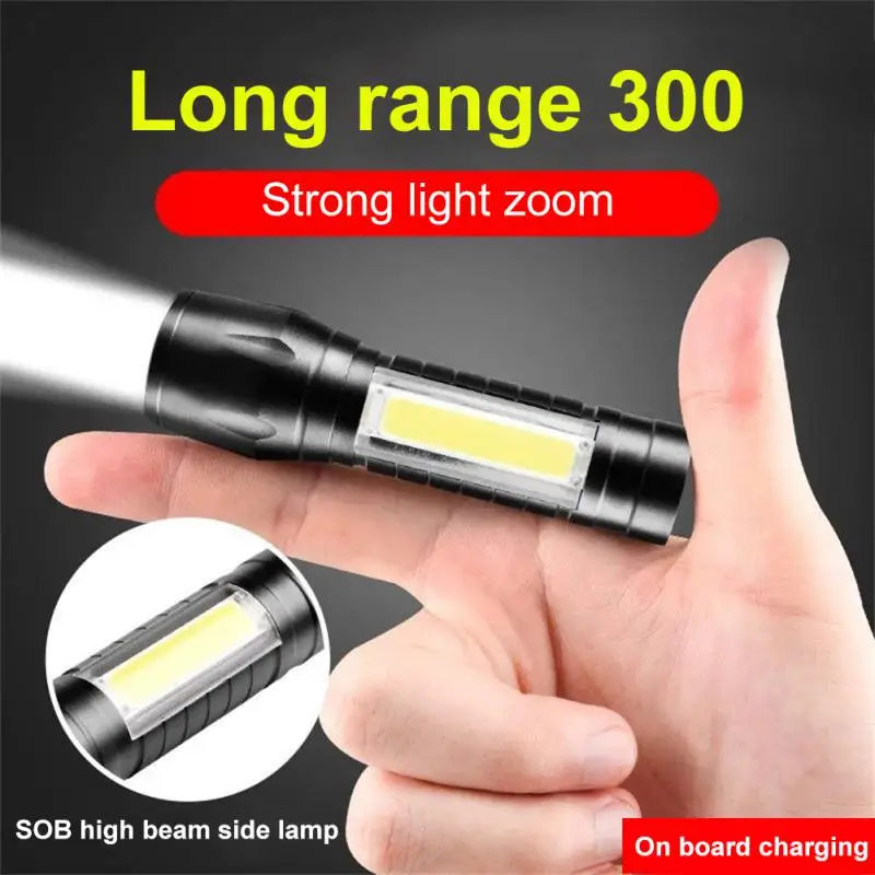 줌 미니 LED 손전등, XP-G Q5 플래시 라이트 랜턴, 휴대용 충전식 눈부심 COB 손전등, 야외 캠핑 조명