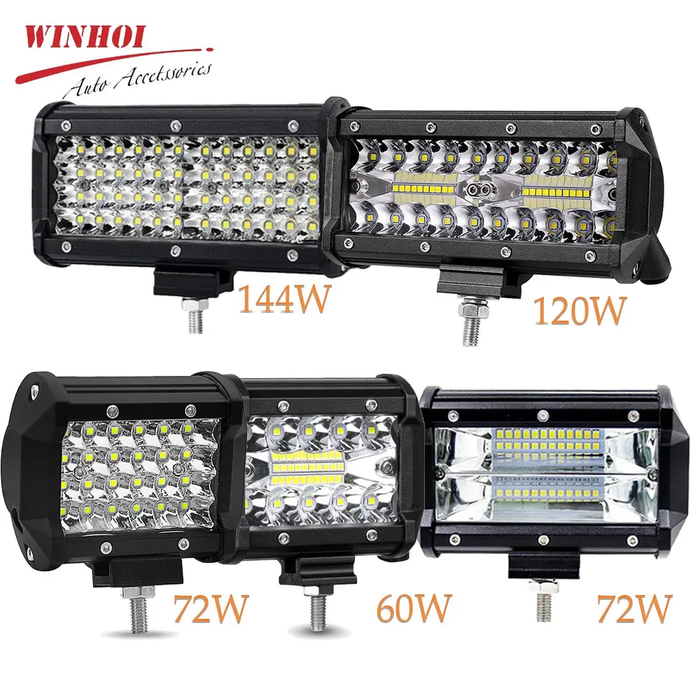 144W120W72W60WLedLightBarOffroad12V24VHeadlights4X4Flood