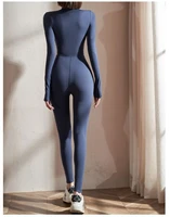 Women‘s Jumpsuits Long Sleeve Yoga Suits Slim Fit Stretch One Piece Romper Sexy Fitness Female Basic Elastic Zipper Sportwears - Image 2