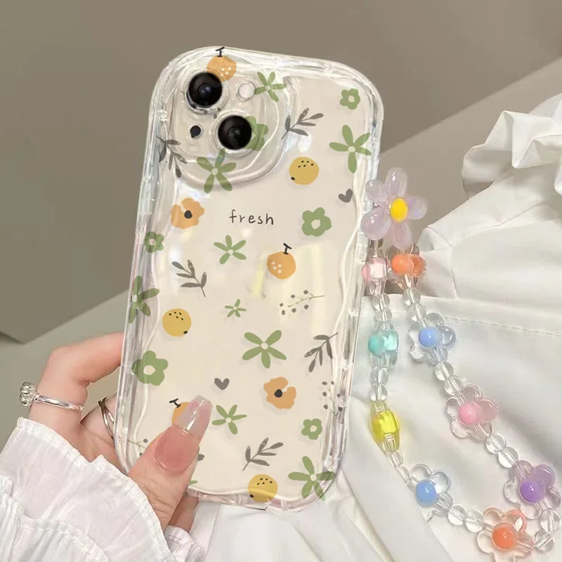 Floral Charm Bracelet Phone Case with Chain