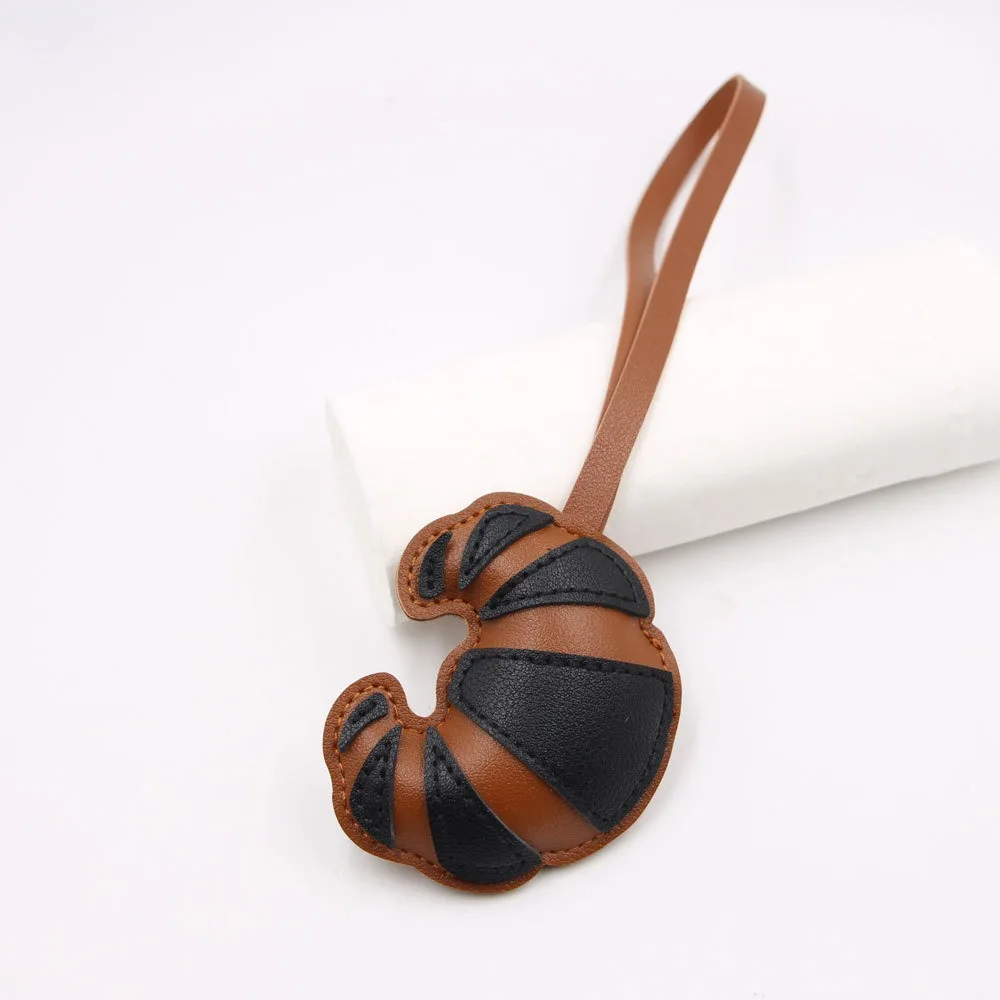 Niedlicher Mini-Taschenanhänger aus PU-Leder, modische Croissant-Anhänger, Schlüsselanhänger, Valentinstagsgeschenke für Frauen und Freundinnen – Detail 8