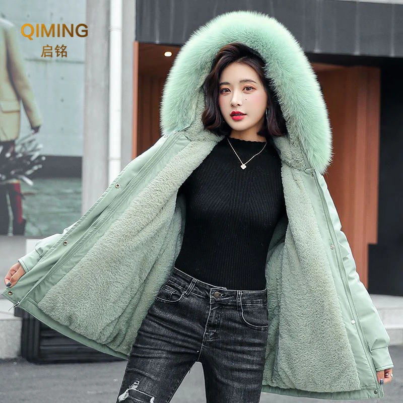 Winter Coat Furry Fur Lining Warm Female Luxury Jacket For Women New Fashion  Parka Hooded Fur Collar Snow Wear Padded Clothes - AliExpress