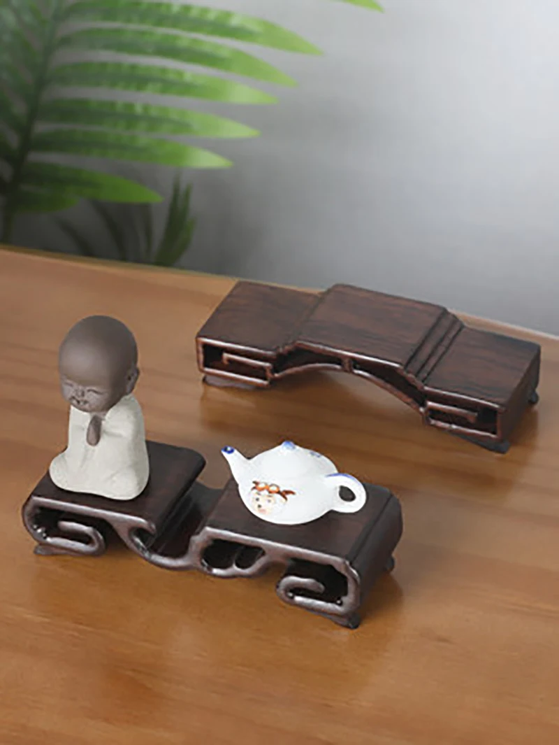 Mini Wood Pedestal Display Stand, Carving Ornaments, Teacup Teapot, Tea Pet incense Burner, Buddha Base Holder, Tearoom Decora