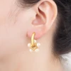 Nidin lumière luxe à la mode fleur/forme ronde perle boucles d'oreilles pour femmes femme 3 Styles choix Chic oreille bijoux cadeau d'anniversaire