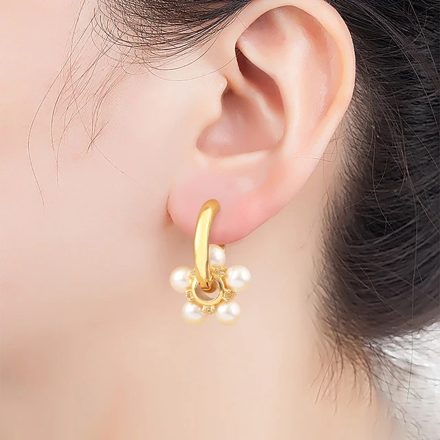 Nidin lumière luxe à la mode fleur/forme ronde perle boucles d'oreilles pour femmes femme 3 Styles choix Chic oreille bijoux cadeau d'anniversaire
