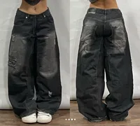 American Fashion Joker Washed Vintage Loose Jeans Women Street Y2K New Hip Hop Old Oversized Wide-leg Pants Unisex Mopping Jeans 1