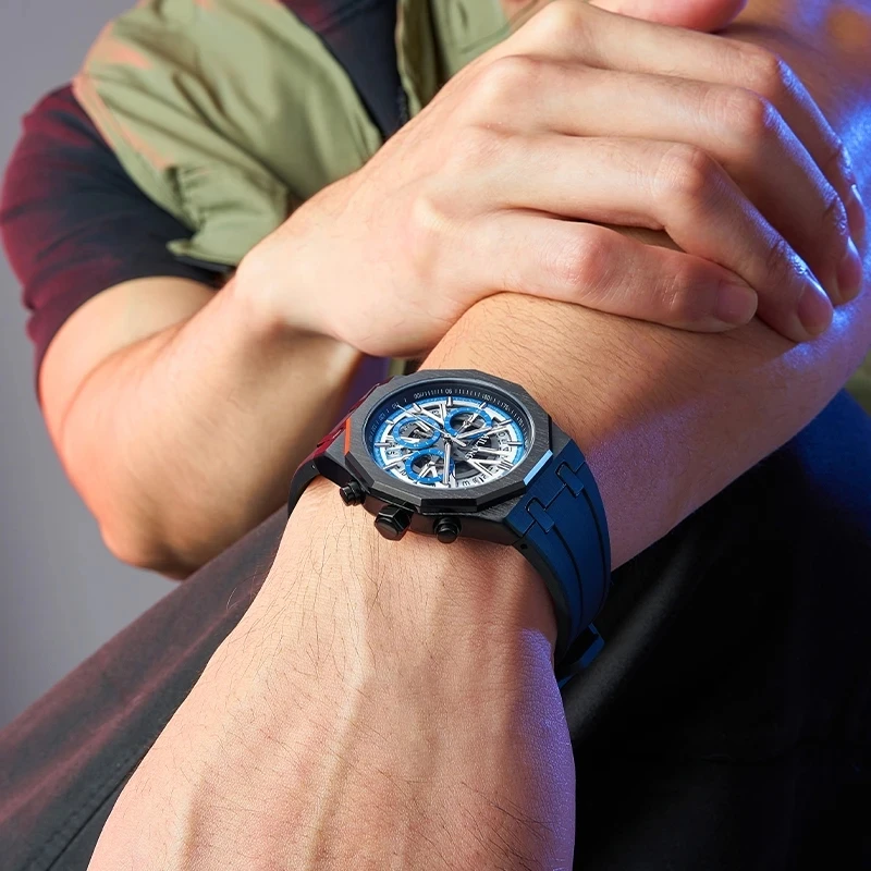 AILANG Luxury Personality Quartz Men Watch Watch Luminous Waterproof Fashion Rubber Strap Hollow Design Watch For Men Gift 8087