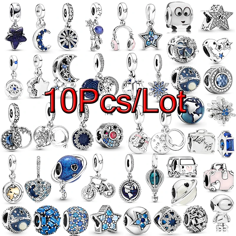 

10Pcs/lot Hot Sale Star Moon Astronaut Charms Beads Pendant Fit DIY Bracelets Bangles Jewelry For Women Men Jewelry Gift Pulsera