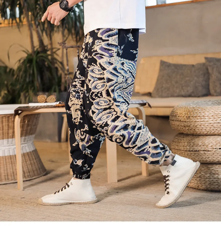 2022 Summer Mens Baggy Cross Pants Men Women Hip-hop Print Wide Leg Pants Male Casual Vintage Long Trousers mens harem joggers