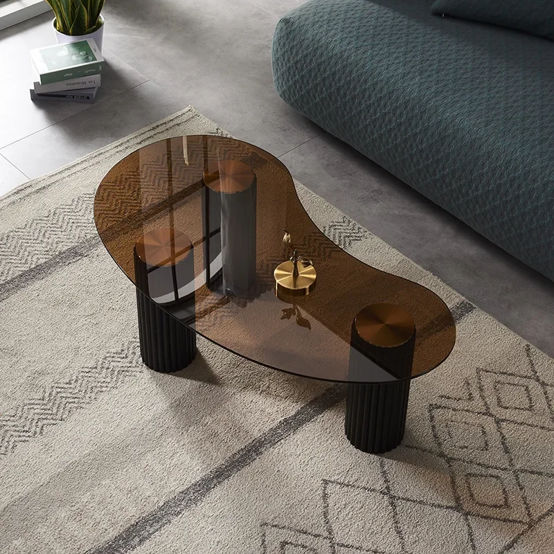 

Nordic small apartment living room, coffee table, Internet celebrity, home luxury, tempered glass tea table, designer creative s