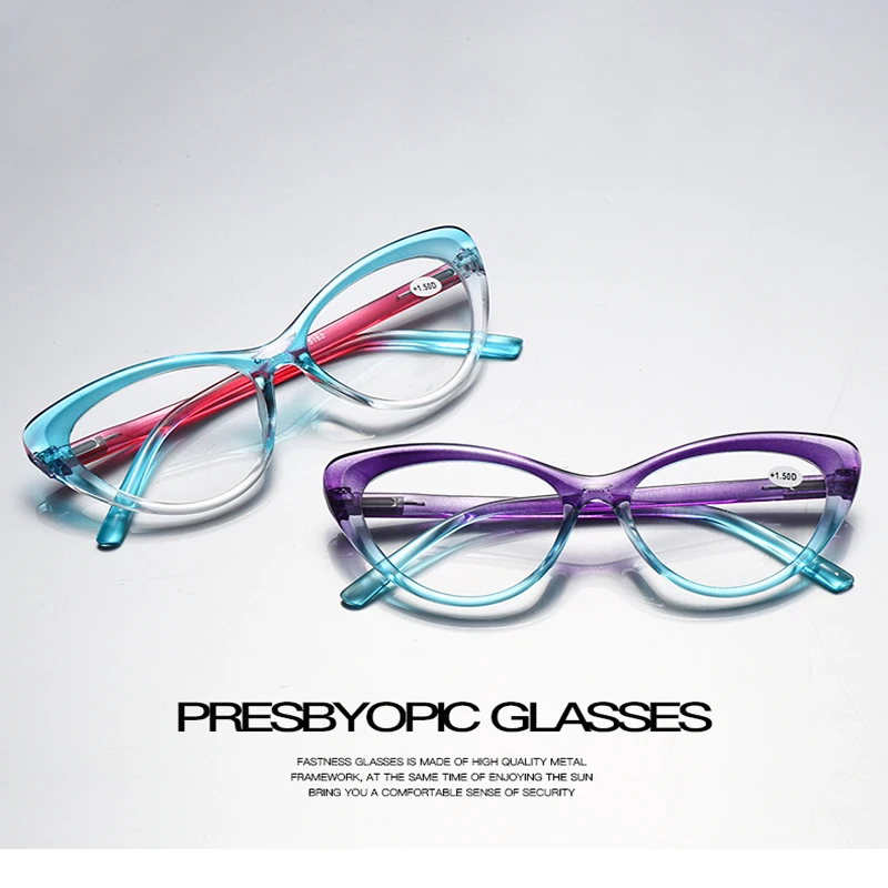 2024 Butterfly Presbyopia Women's Glasses Purple Green Cat Eye Reading Glasses Frame Blue Light Blocking Reading Glasses For Men 3