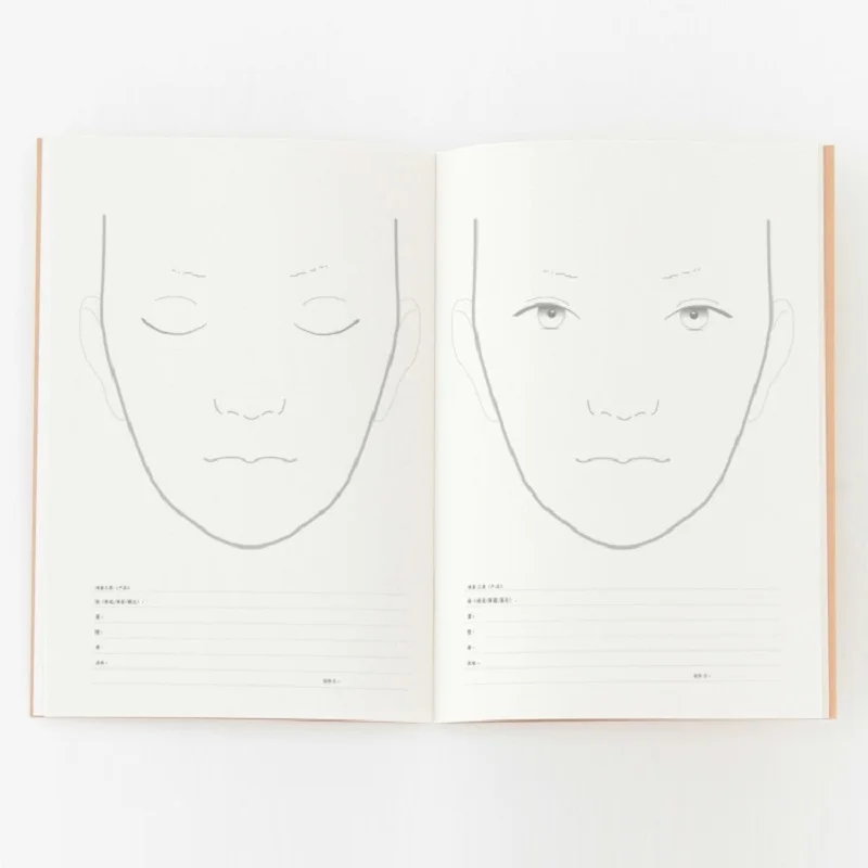 Facechart Papel Maquiagem Notebook Profissional Maquiagem Artista Modelo de Prática Compõem o Livro de Desenho 30 Folhas de Papel a4 - Imagem 5