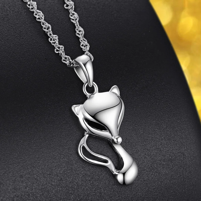 925 Sterling Silver Cute Animal Fox Pendant Necklaces for Women Girls Choker Collar Party Daily Jewelry Friendship Gift