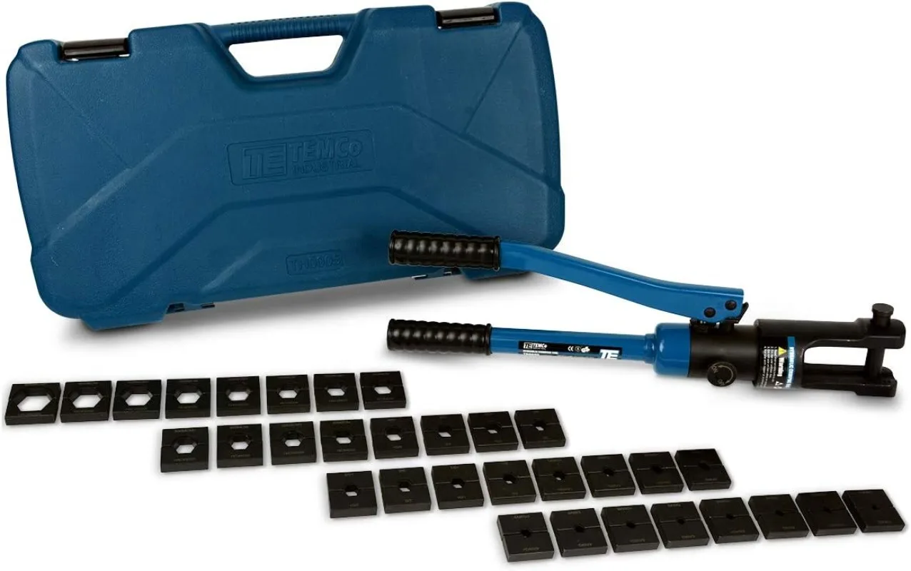 TEMCo Industrial Hydraulic Cable Lug Crimper TH0005 V2.0 11 US TON 10 AWG to 600 MCM Electrical Terminal Cable Wire Tool Kit