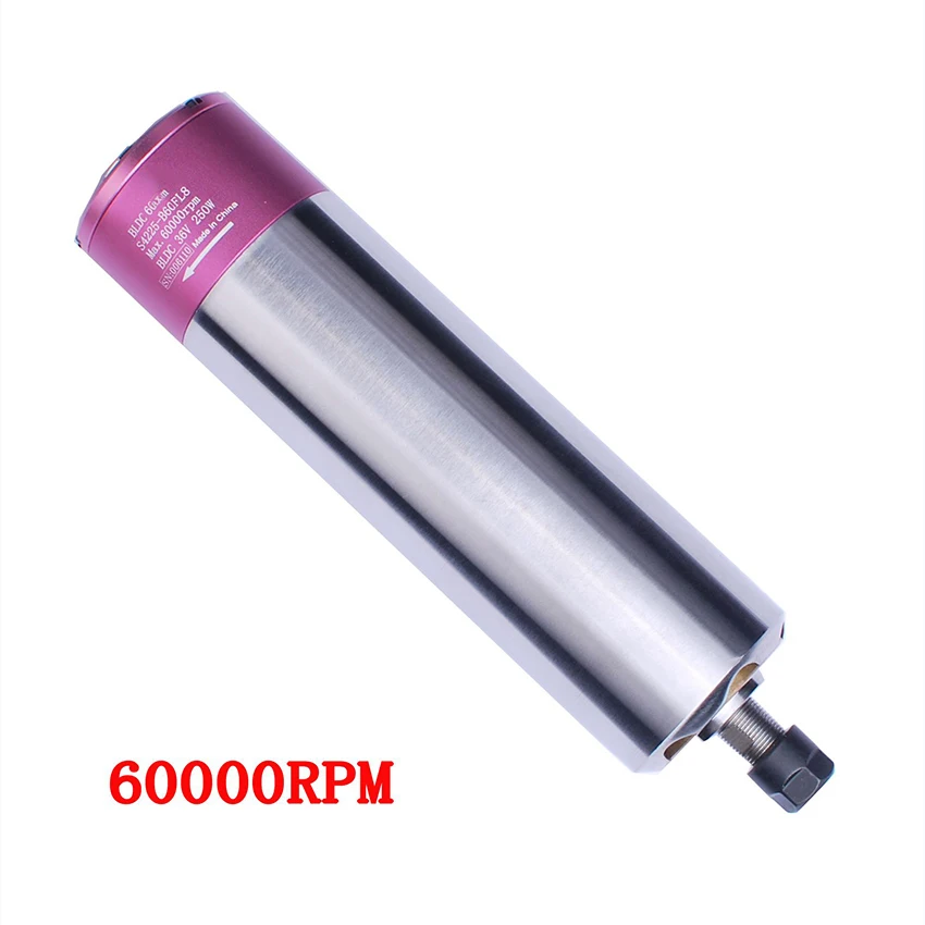 

250W 60000rpm ER8 Brushless Spindle 42mm DC36V For CNC Drilling Milling Carving Machine S4225-B60FL8/S4225-B60QL8/S4225-B60QZ8