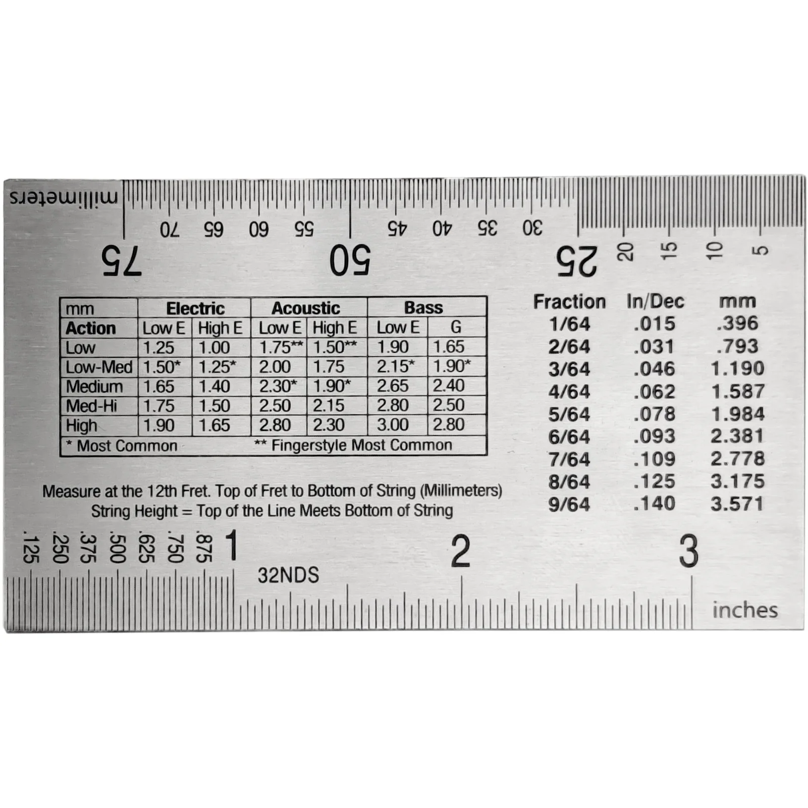 Miwayer String Action Lineal Gauge Gitarrenreparaturwerkzeug für Gitarrenbauer, passend für Gitarre, Ukulele, Bass, Banjo, Mandoline – Detail 2