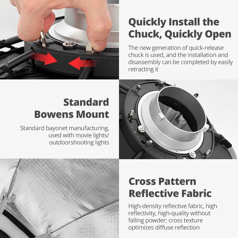 Triopo K2 55cm 65cm 90cm 120cm Quickly Release Bowens Mount