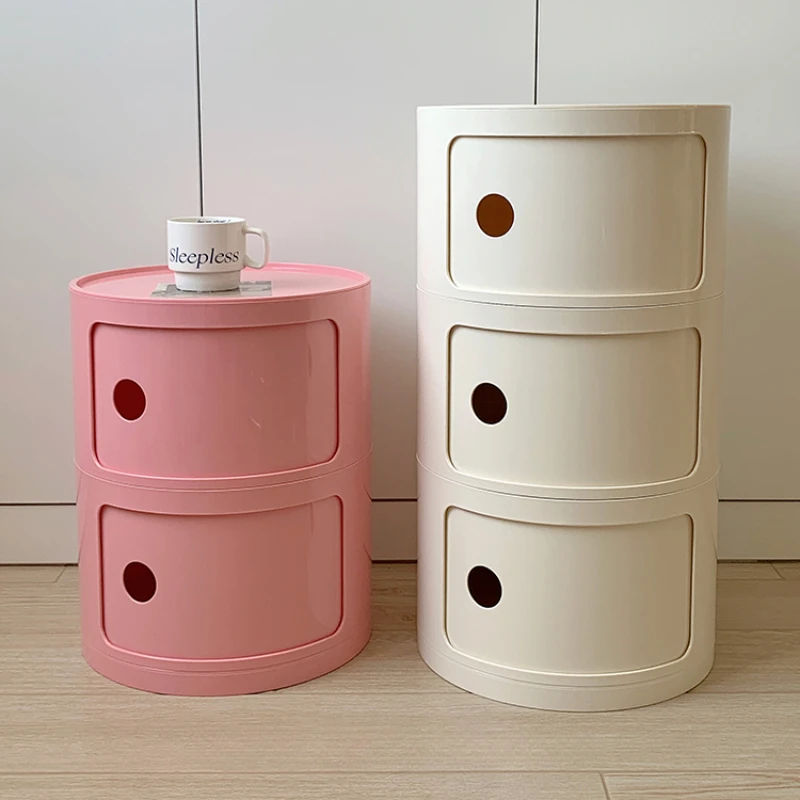 шкафы для спальни Nordic Bedside Table Plastic Creative Small Cabinet Modern Simple Circular Storage Side Cabinet Night Stand