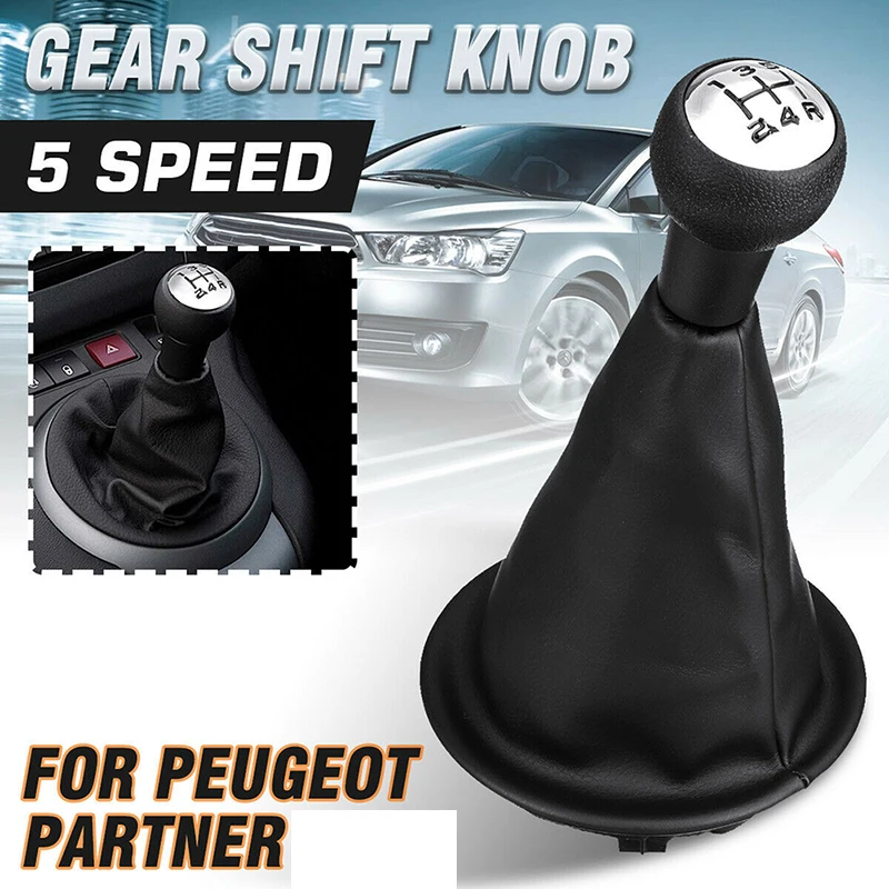 Car Gear Shift Knob with Gaiter Boot Cover For Citroen Berlingo II Peugeot Partner II 2008 2009 2010-2018 Interior Accessories