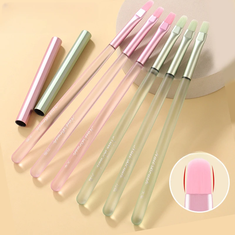 

New Nail Brush Green Pink UV Gel Extension Pen Nail Art Tool Set Brushes Polish Painting Brushe Drawing Manicure Accessories