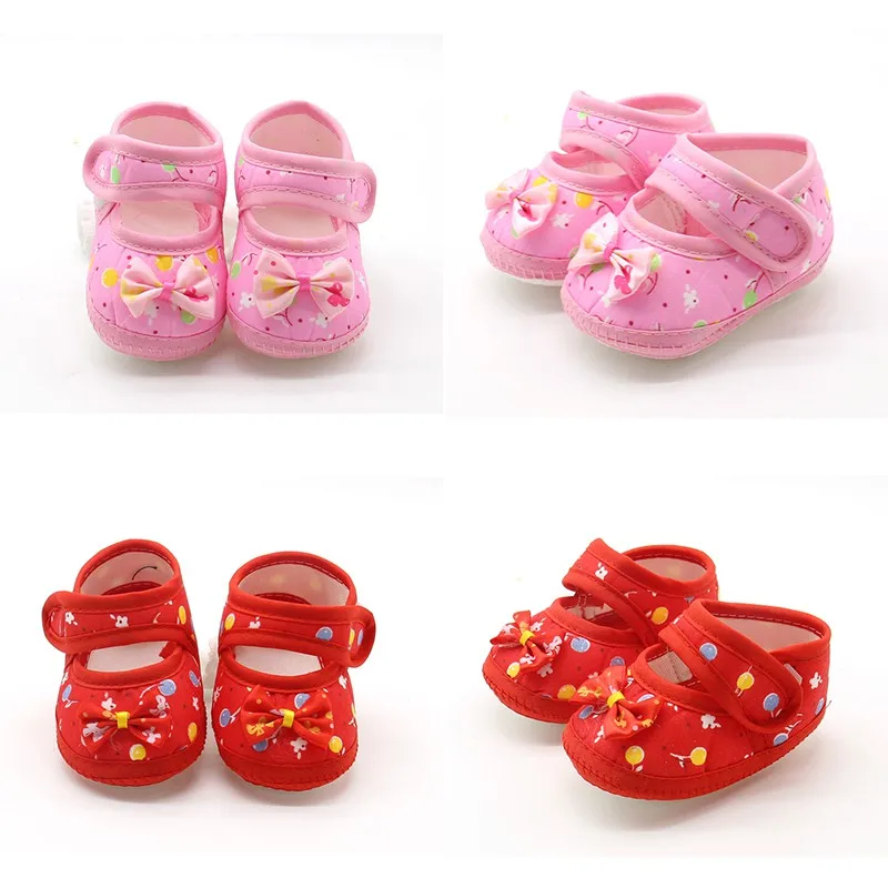 Baby Girl Shoes  Floral Bow First Walkers Soft Sole Crib Newborn Toddler Shoe Infant Baby Girls Shoes 0-18 Month 6