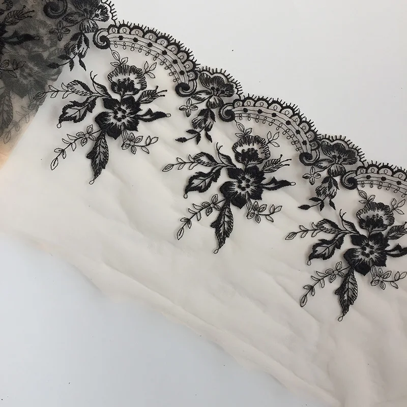 

20 ярдов, зеркальная черная сетчатая Тюлевая вышивка, кружево «сделай сам», аксессуары для украшения подола юбки