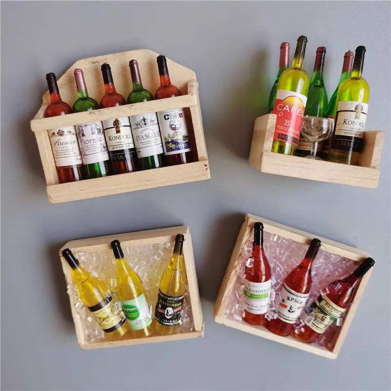 Simulated Food Box Japan Korea Sushi Food Fridge Sticker Silicone Magnetic Sticker Wooden Mini Red Wine Ornaments Kitchen Decor