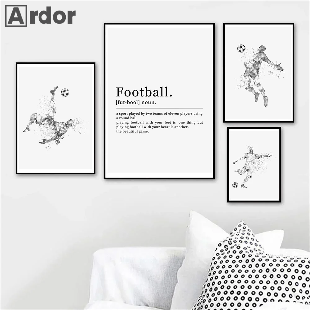 

Football Poster Abstract Gift Canvas Painting Minimalist Art Print Nordic Living Room Wall Pictures for Teenager Room Home Decor