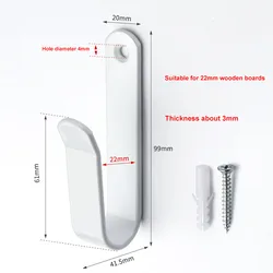 Vertical and Horizontal Wall Mount Clips for Boards - Indoor Storage Solution with Screws for Room or Garage (WHITE)