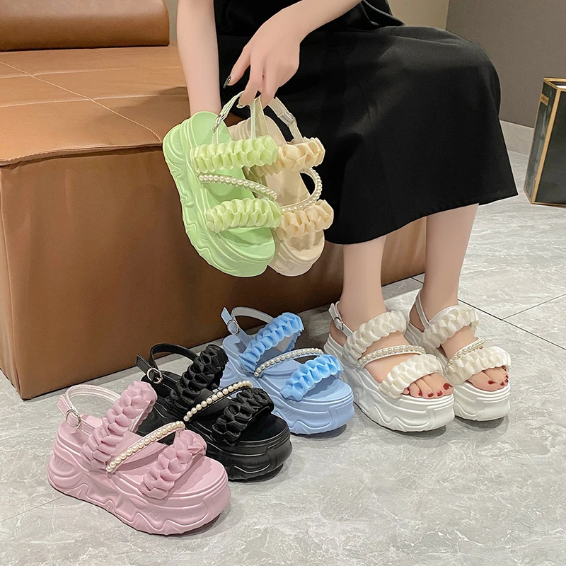 Summer 2023 Casual High Platform Sandals Women Buckle Strap