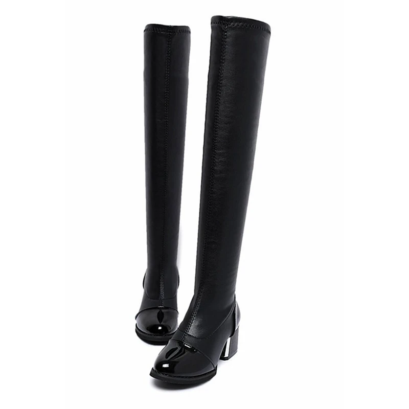 Women's Over The Knee Boots Leather Autumn Winter Platform Shoes_voghion.com