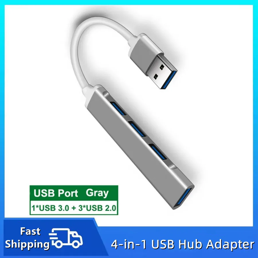 Universal 4-Port USB & Type-C Hub Adapter for Multi-Device Connectivity