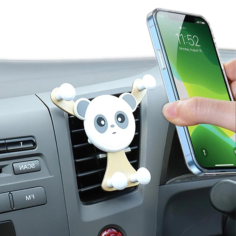 

Cute Panda Car Air Vent Gravity Mobile Phone Holder Universal Phone Stand for IPhone Xiaomi Car Styling for Phone In Car Bracket