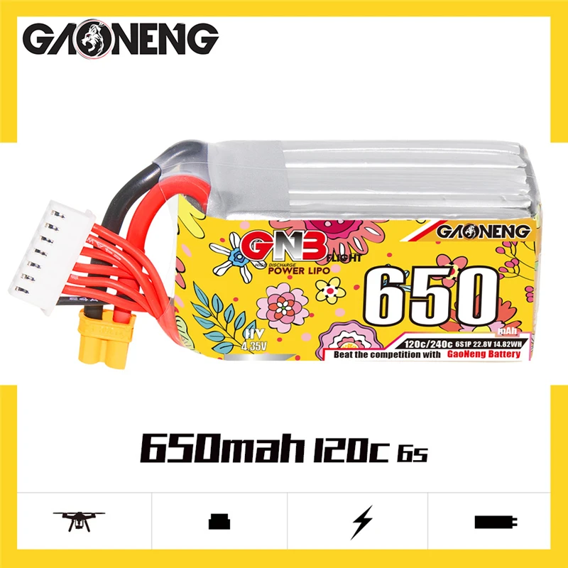 GNB 2S/3S/4S/5S/6S/8S 650mAh 120C/240C Lipo Battery For RC Quadcopter Helicopter FPV Racing Drone Battery With XT30 Plug