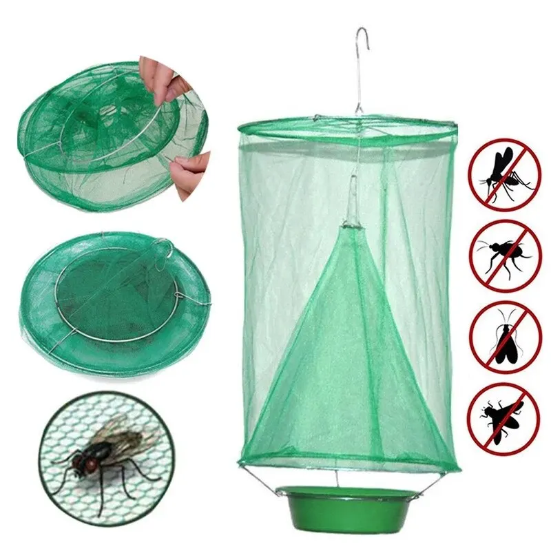 1 Pz Fly Catcher Killer Pest Control Riutilizzabile Hanging Fly Trap Flytrap Cage Net Trappole Garden Hanging Flycatcher Per Dropshipping